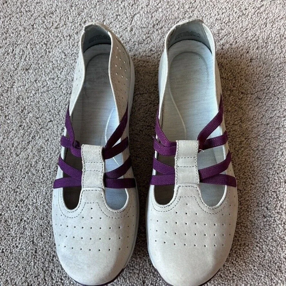 DANSKO Slip On Sz 40 / 9 9.5 Hope Grey Nubuck Leather Purple Strap Mary Jane - Picture 6 of 7